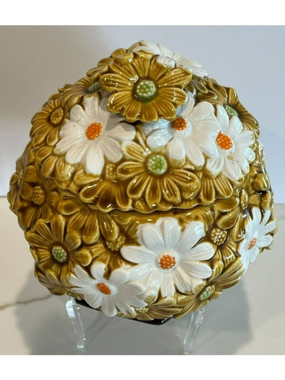 Vintage Fred Roberts Co Golden Harvest Daisy Canister - Mid-Century Cookie Jar